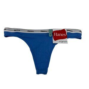 Hanes Women's Size 5 Small Panty Thong Blue New With Tags